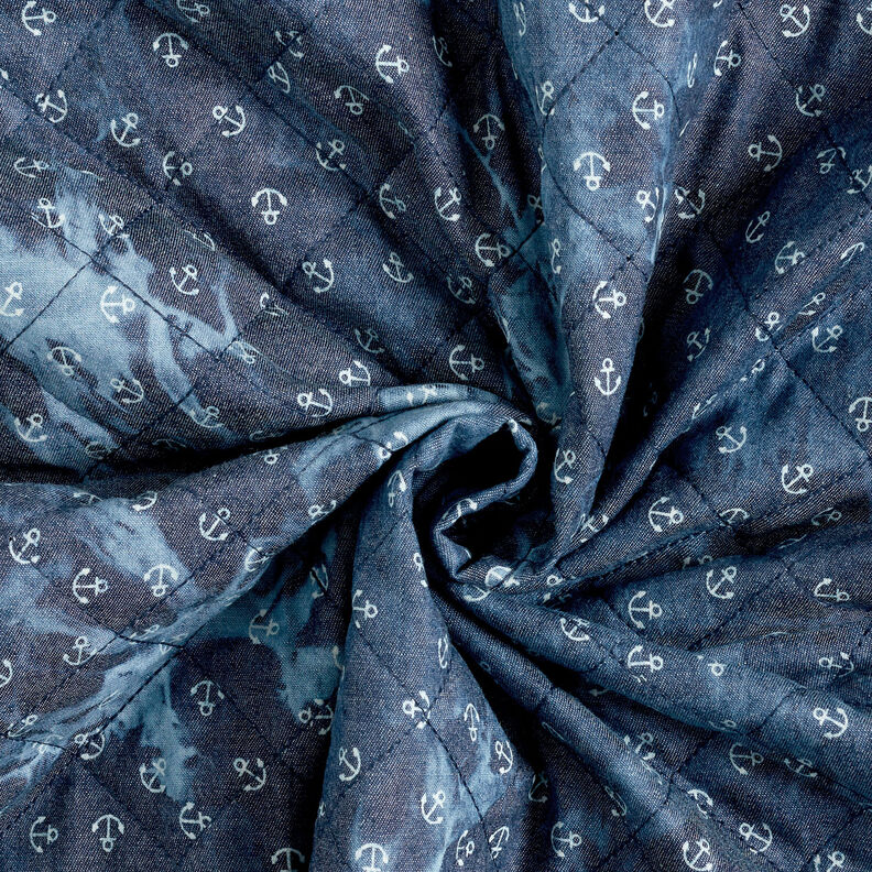 Tissu chambray matelassé Ancre en batik – bleu jean,  image number 4