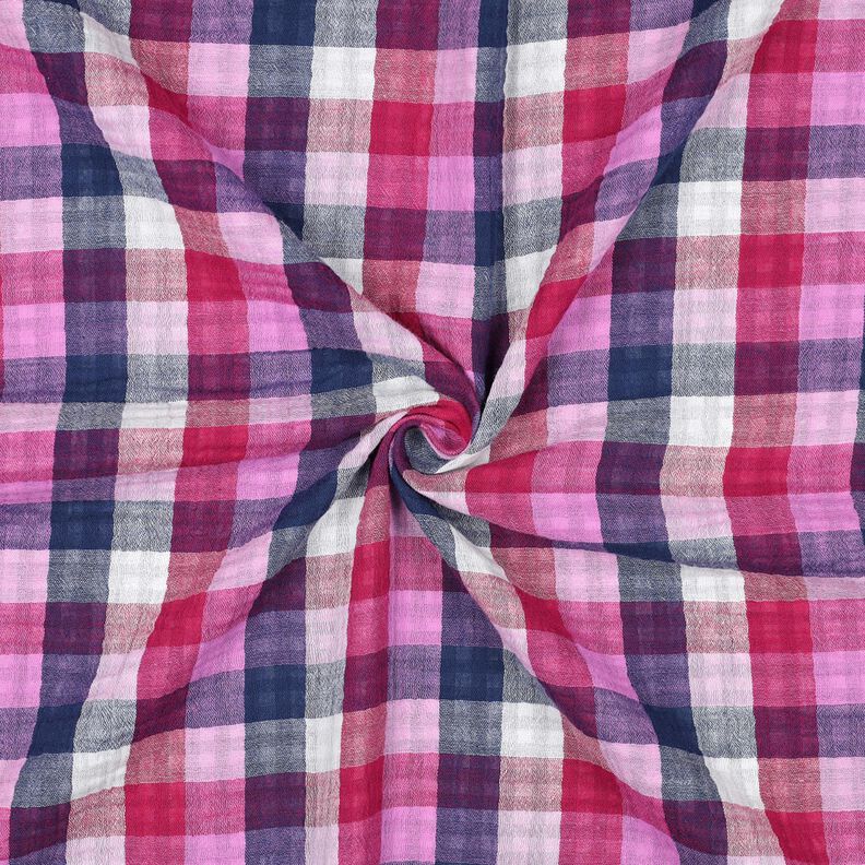Tissu double gaze de coton Karo Double face | Poppy Fabrics – lilas/bleu marine, image number 3
