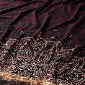 Jersey cotonTissu bordure Mandala avec taches d'or | Glitzerpüppi – marron noir/or, 