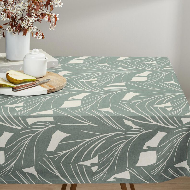 Tissu de décoration Panama Feuilles élégantes – roseau/nature, image number 8