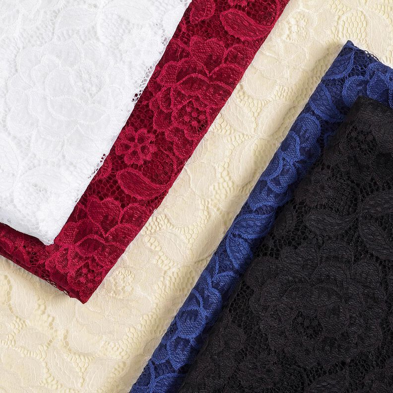 Dentelle élastique Fleurs et feuilles – écru, image number 6
