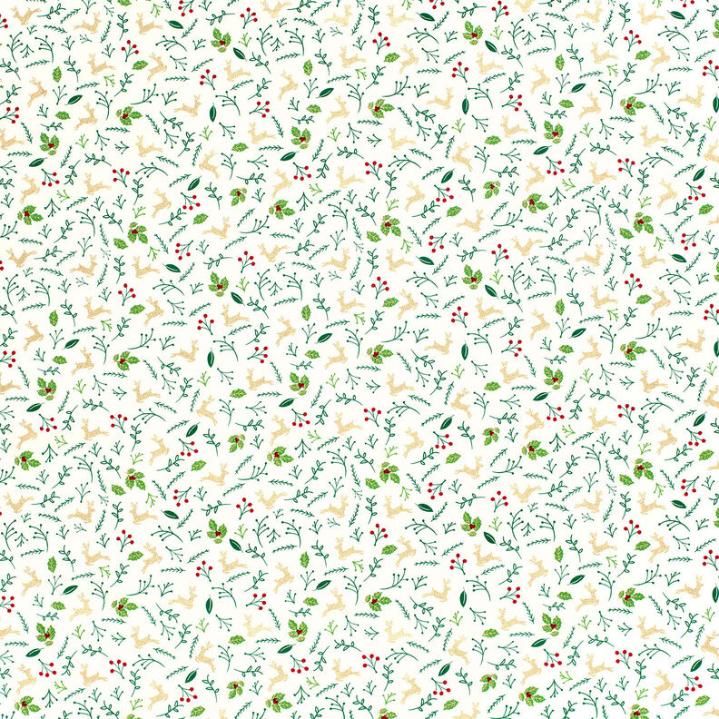 Tissu en coton Popeline Chevreuils et branches – écru/or,  image number 6
