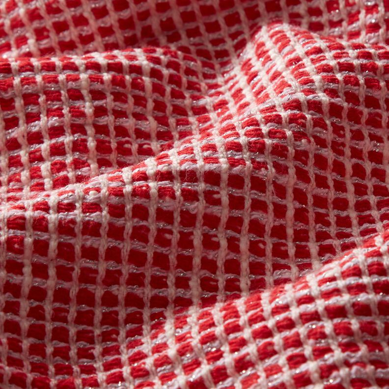 Coton mélangé bouclé structuré – rouge/blanc,  image number 2