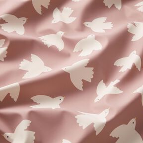 Tissu pour veste de pluie Oiseaux Impression numérique – vieux rose clair, 
