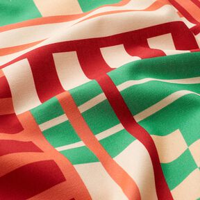 Tissu de décoration Semi-panama Formes modernes – vert genévrier/rouge foncé, 