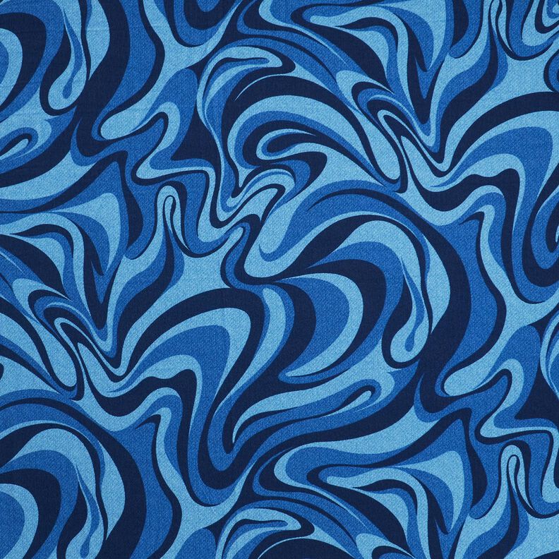 Crêpe de viscose avec vagues – bleu marine/bleu roi, image number 1