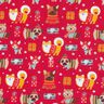 Tissu en coton Cretonne Chiens à Noël – rouge,  thumbnail number 1
