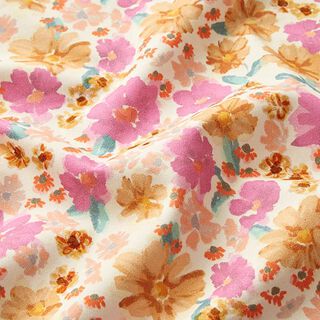 Coton stretch Fleurs aquarelle – écru, 