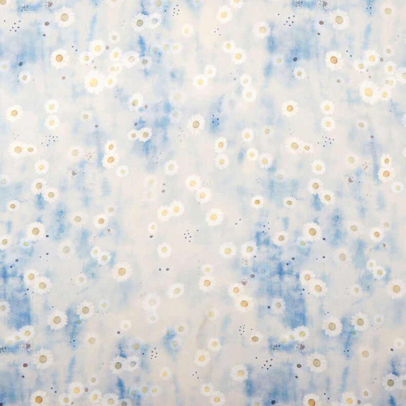 Satin stretch Marguerite en batik – nature/bleu clair,  image number 1