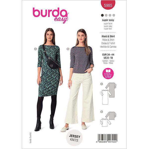 Robe / T-shirt - Encolure bateau | Burda 5985 | 34-44, image number 1