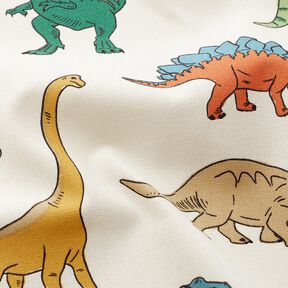 Tissu de décoration Semi-panama Remarquables dinosaures – écru/vert foncé, 