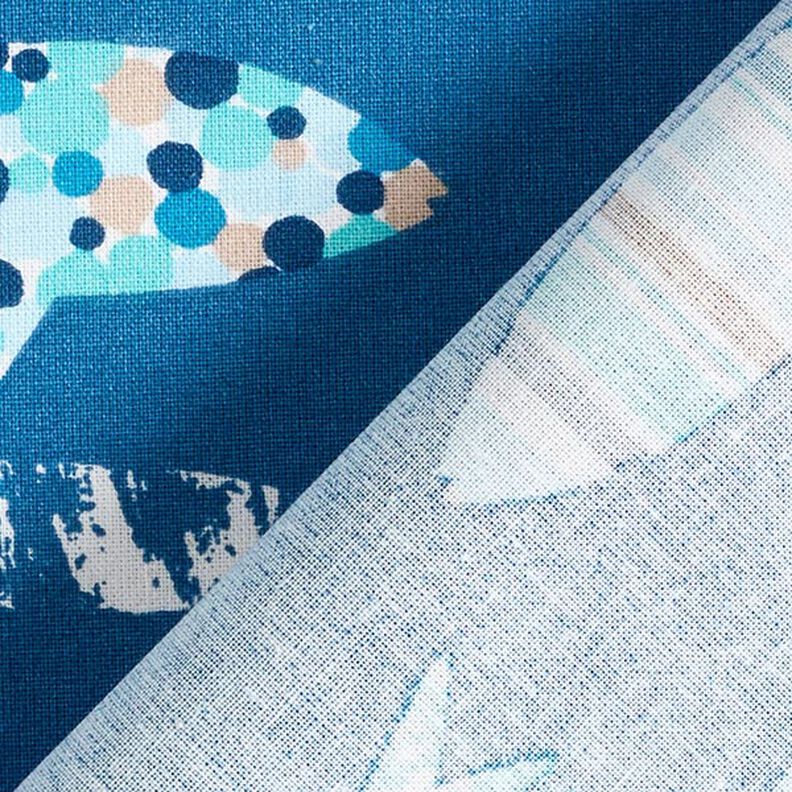 Tissu en coton Cretonne Poisson abstrait – bleu,  image number 4