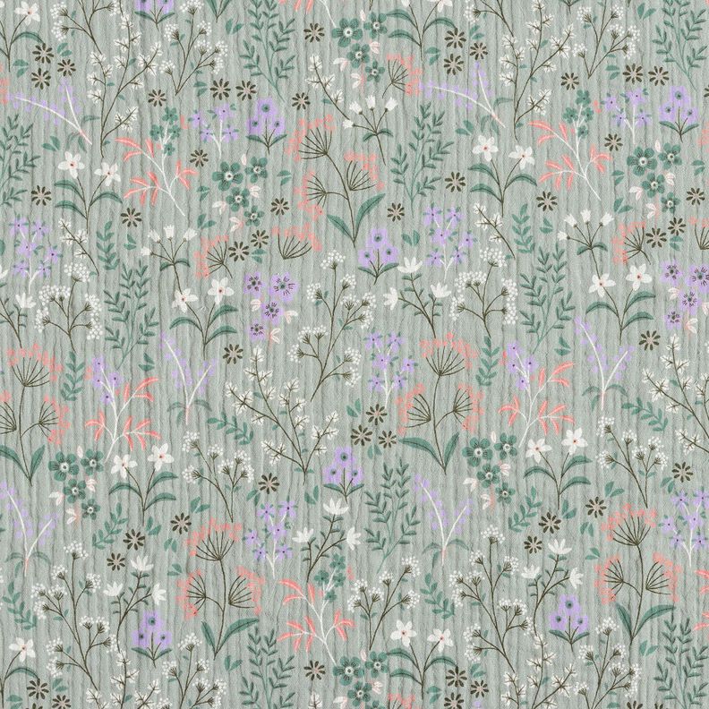 GOTS Tissu double gaze de coton Prairie fleurie de printemps | Poppy Fabrics – roseau,  image number 1