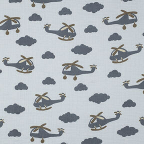 Tissu double gaze de coton Hélicoptère | by Poppy – bleu bébé/gris schiste, 