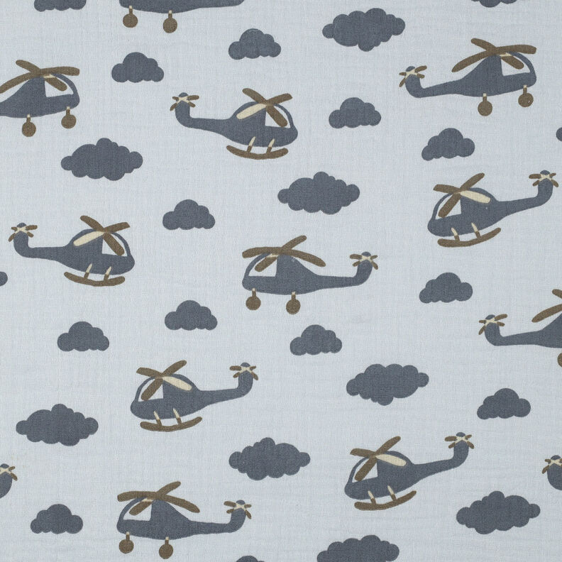 Tissu double gaze de coton Hélicoptère | by Poppy – bleu bébé/gris schiste,  image number 1