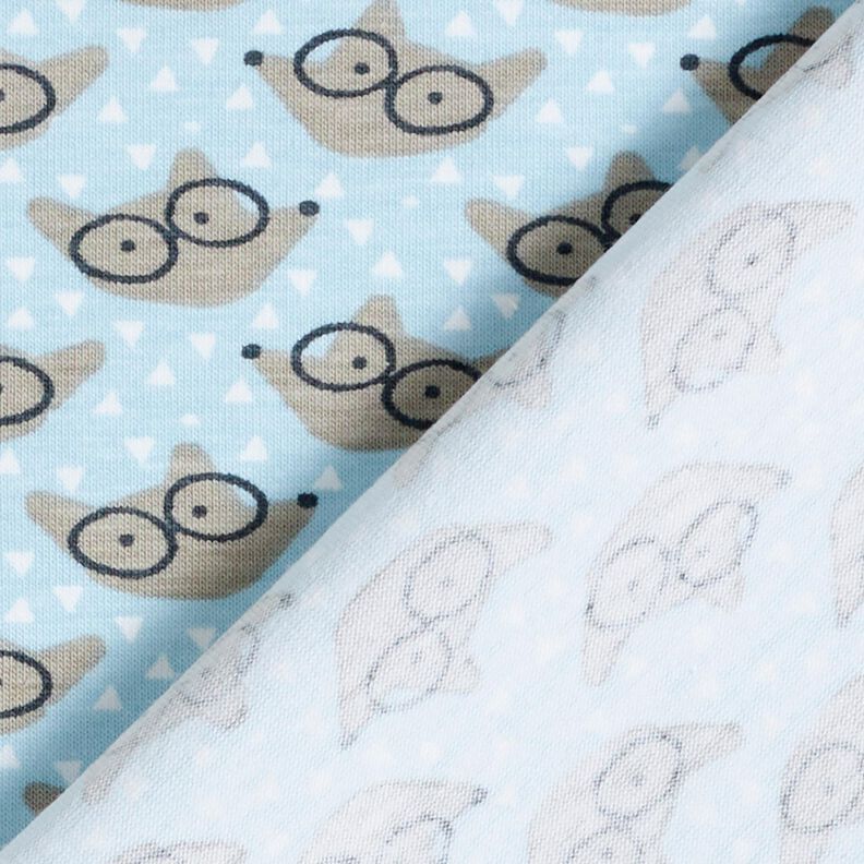 Jersey coton Renard à lunettes – bleu bébé,  image number 4