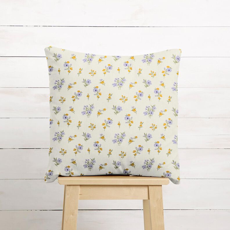 Tissu en coton Cretonne Petites fleurs – crème/mauve,  image number 7