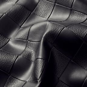 Imitation cuir aspect tressé – noir, 