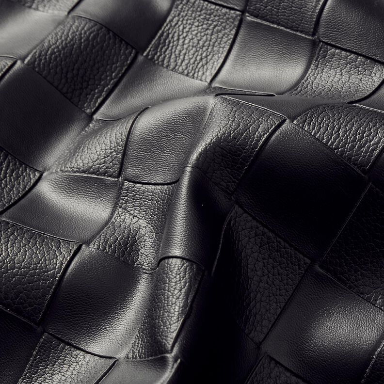 Imitation cuir aspect tressé – noir, image number 2