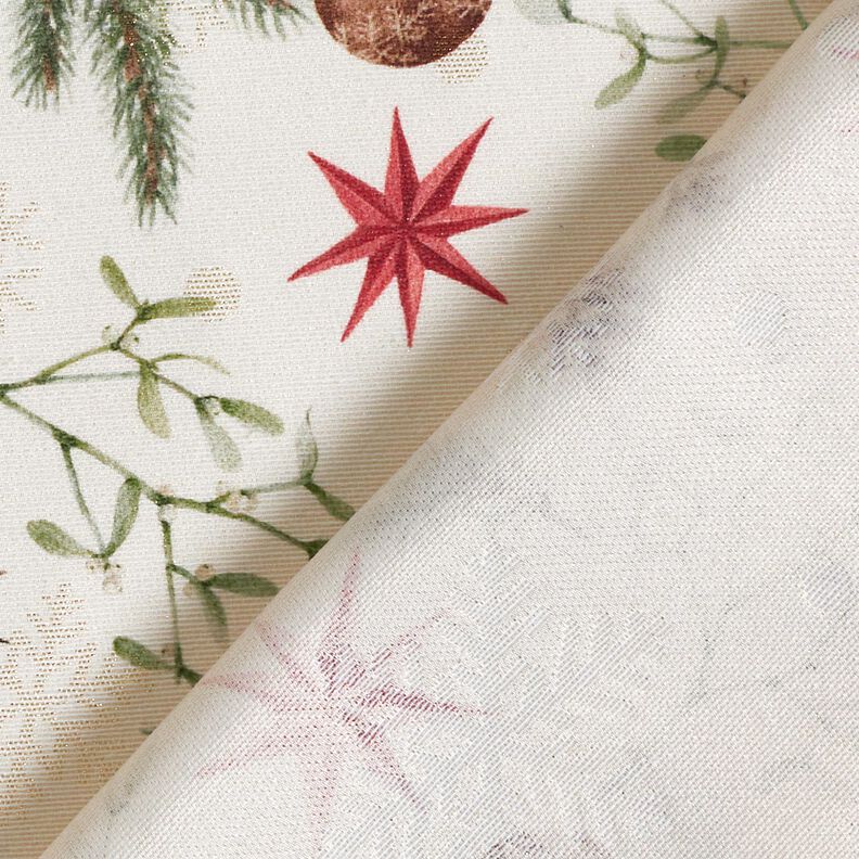 Tissu de décoration Jacquard Lurex branches de sapin – nature/or,  image number 4