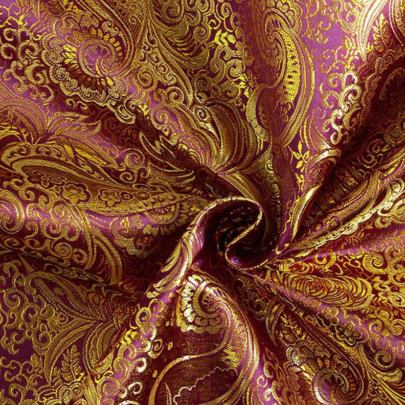 Jacquard d’habillement métallisé Paisley – lilas/or,  image number 4