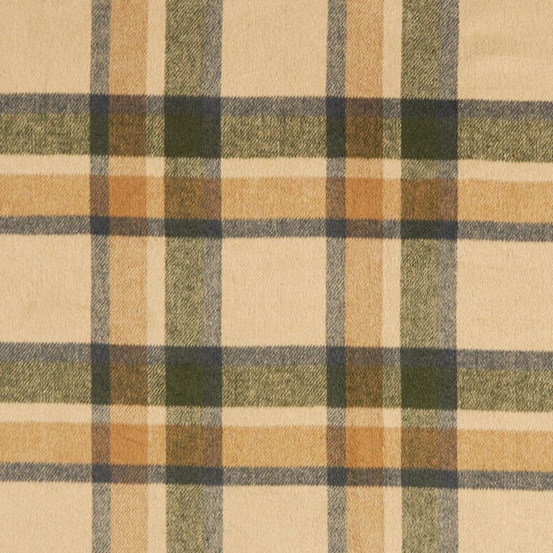 Tissu manteau tartan gratté – sable/kaki clair, image number 1