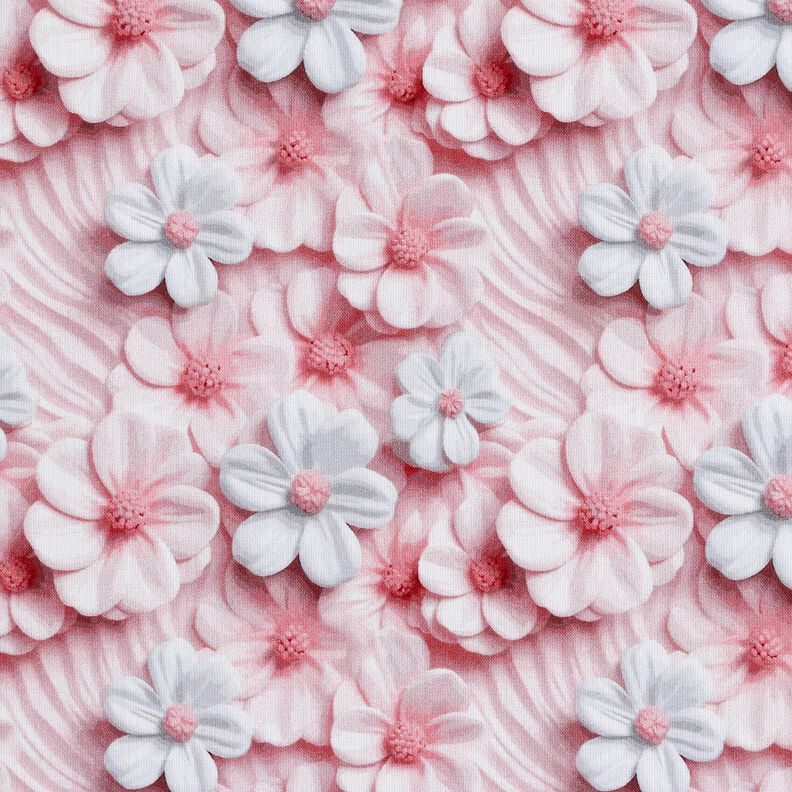 Popeline coton Fleurs en sucre Impression numérique – vieux rose clair,  image number 1