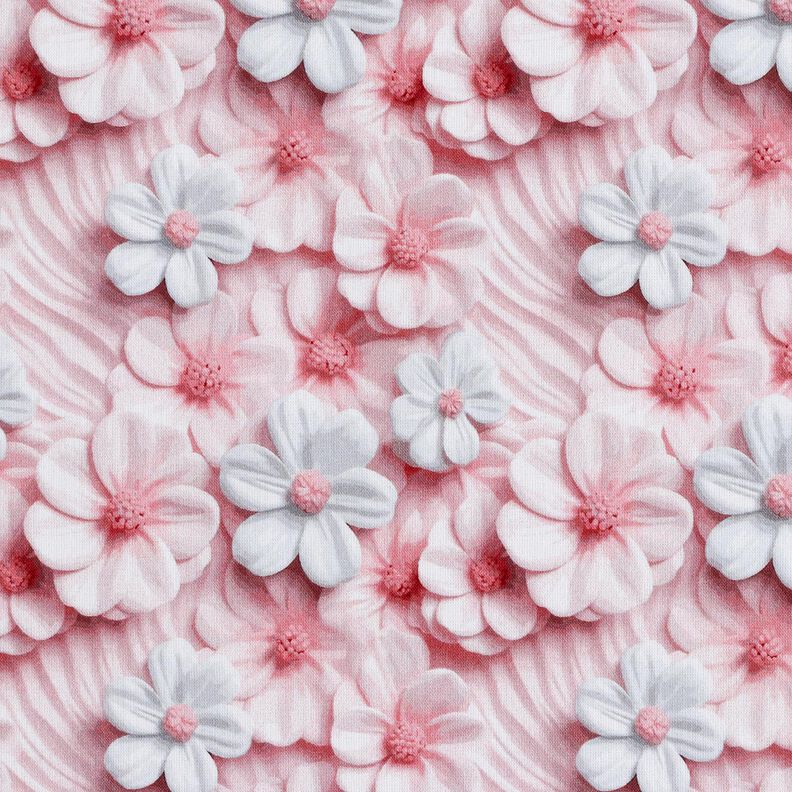 Popeline coton Fleurs en sucre Impression numérique – vieux rose clair, image number 1
