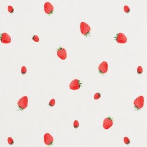 GOTS Jersey coton Fraises aquarelle Impression numérique – ivoire, 