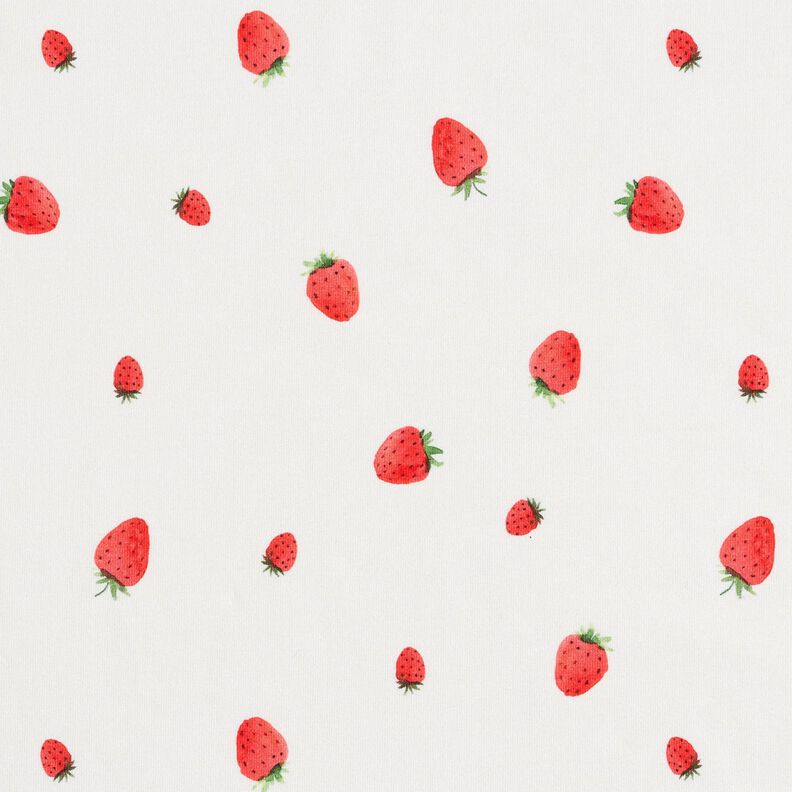 GOTS Jersey coton Fraises aquarelle Impression numérique – ivoire, image number 1