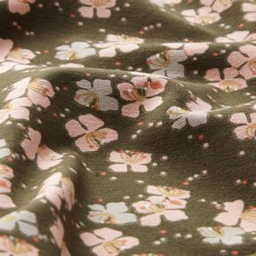 Jersey coton Jolies petites fleurs – kaki,  Jersey coton Jolies petites fleurs – kaki,