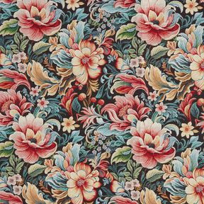 Tissu de décoration Gobelin Superbes fleurs – noir/rouge, 