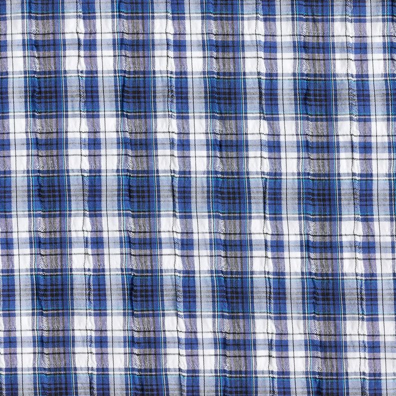 Tissu de coton Carreaux écossais froissé – bleu roi/blanc, image number 1
