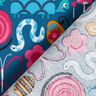 Tissu en coton Cretonne Papillons et abeilles – bleu océan/rose intense,  thumbnail number 4