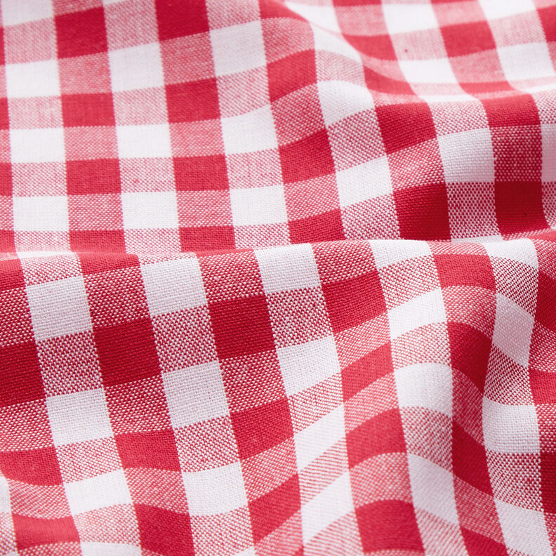 Tissu en coton Vichy à carreaux 1 cm – rouge/blanc,  image number 2