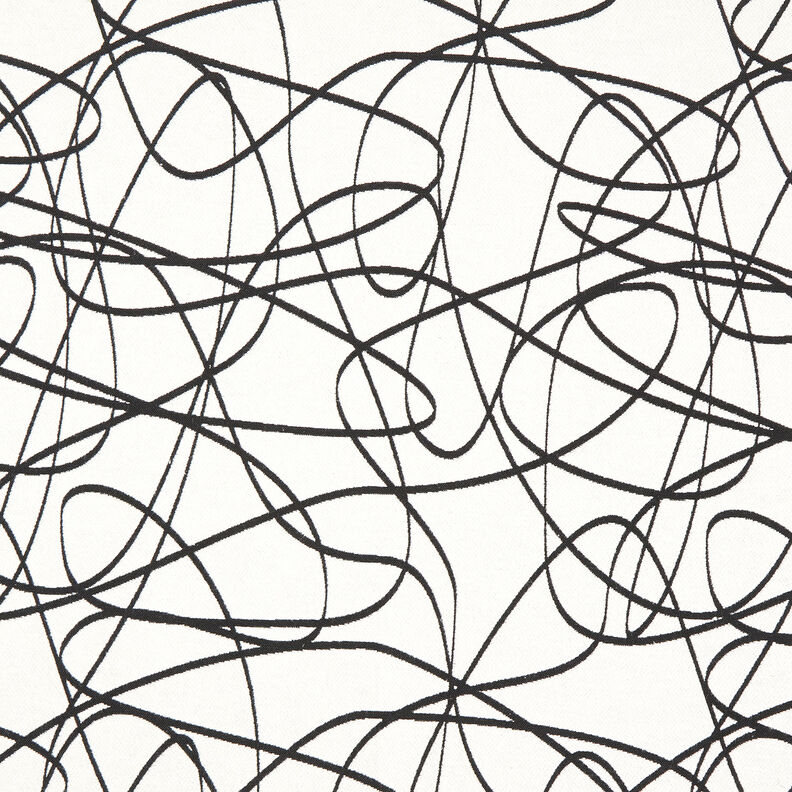 Tissu de décoration Jacquard Lignes abstraites – ivoire/noir, image number 1