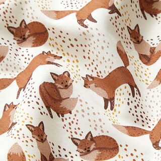 Tissu en coton Popeline Renards vifs – écru/marron clair, 