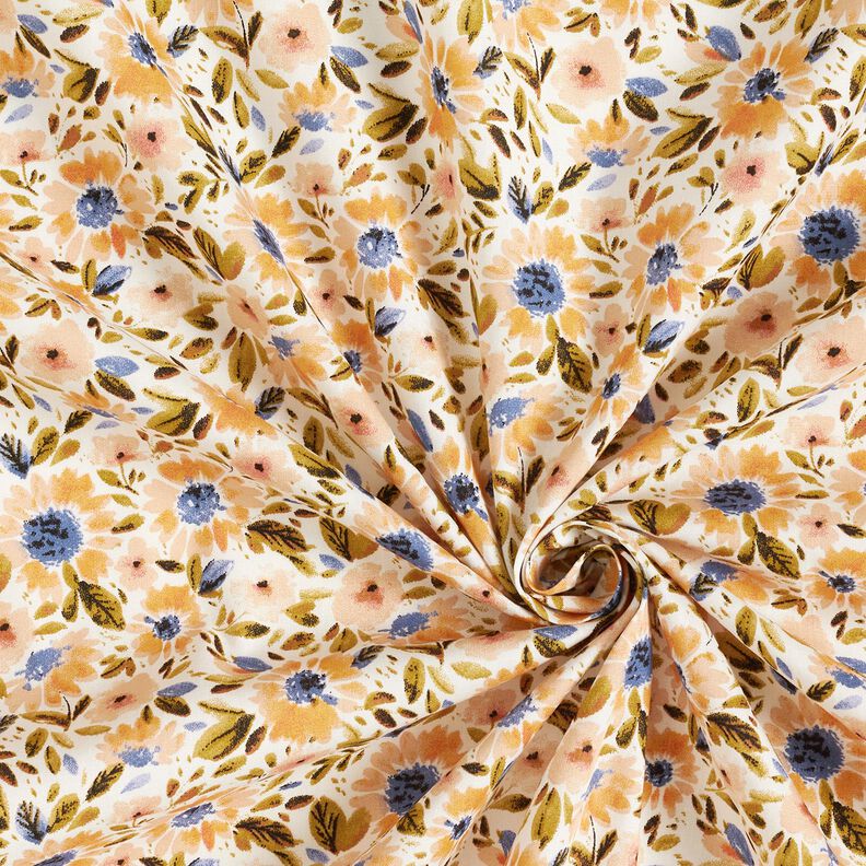 Popeline de coton Mer de fleurs – noix de cajou/blanc,  image number 3