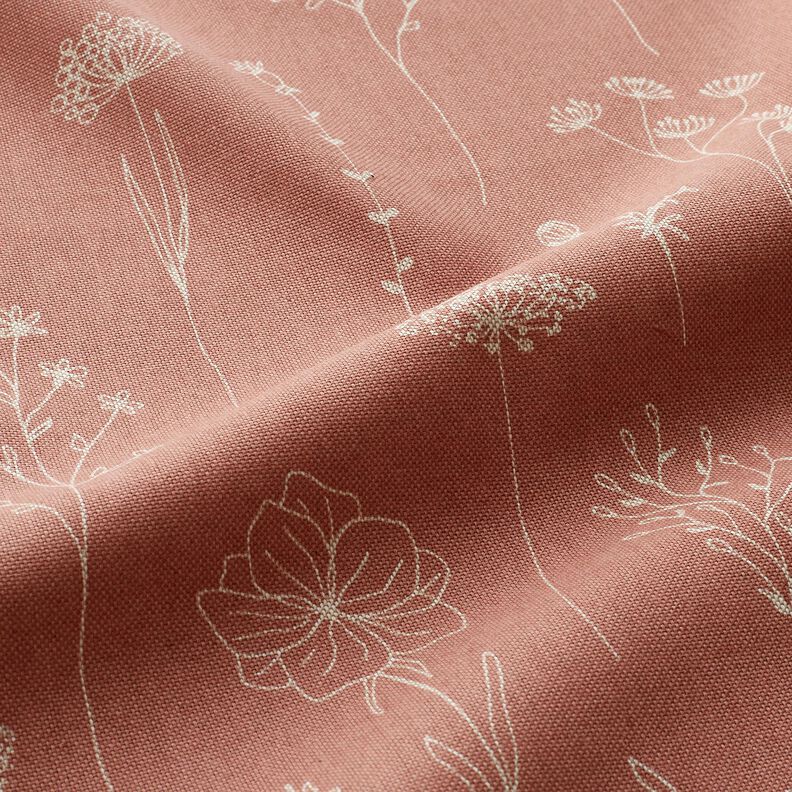 Tissu de décoration Semi-panama Fleurs délicates – vieux rose,  image number 2