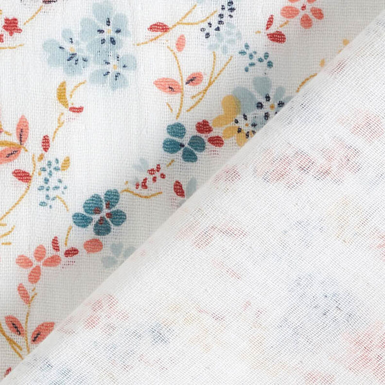 Tissu double gaze de coton Vrilles de fleurs romantiques – blanc,  image number 4