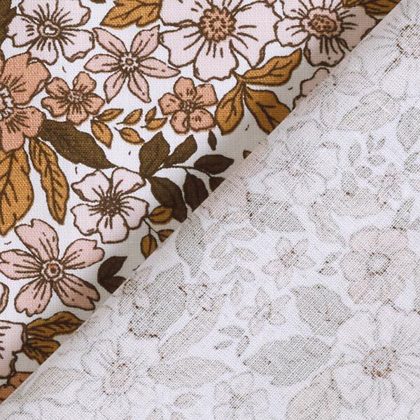 Popeline coton Mer de fleurs – blanc/marron clair,  image number 4