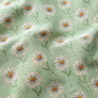Tissu de décoration Gobelin marguerites – vert pastel, 