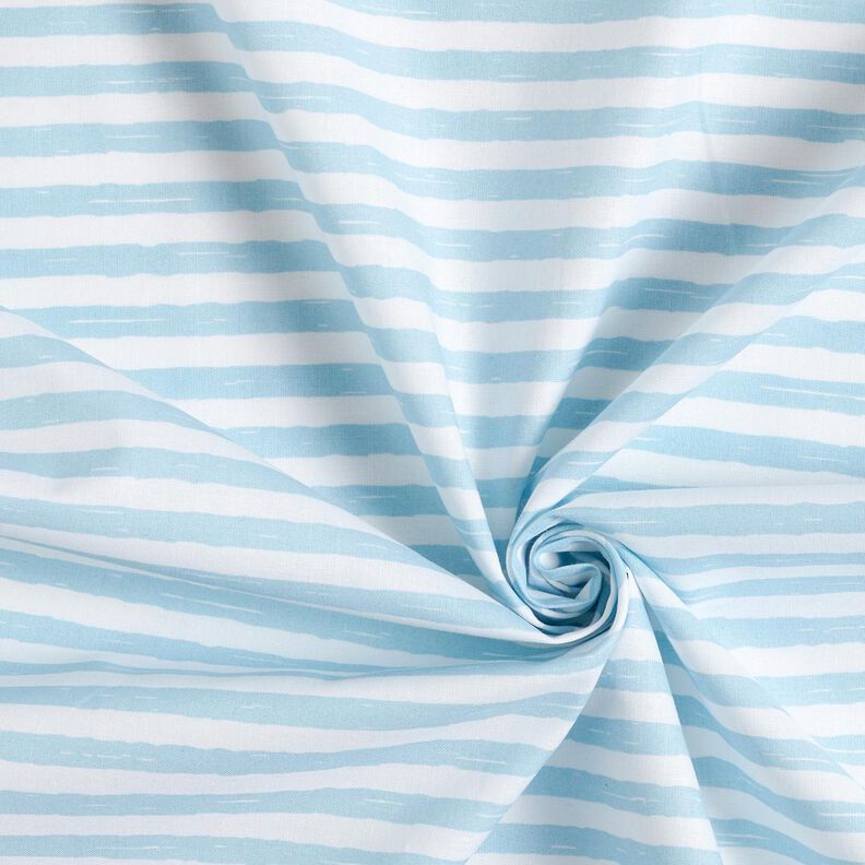 Tissu en coton Cretonne rayures décontractées – bleu clair/blanc, image number 3