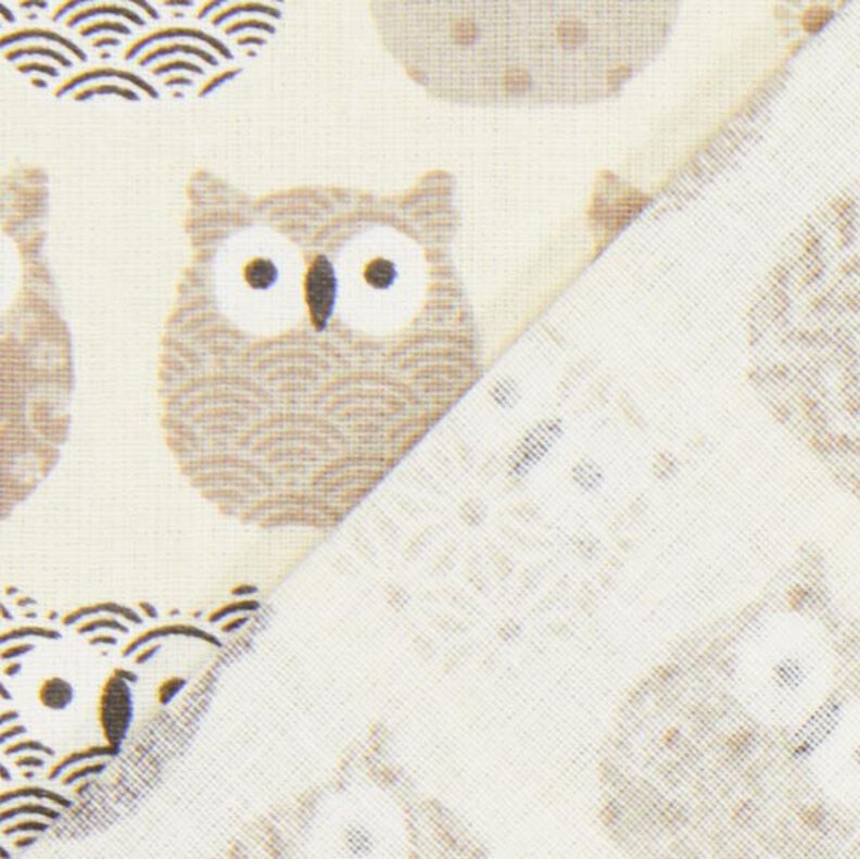 Tissu en coton Cretonne hibou – crème/gris,  image number 3