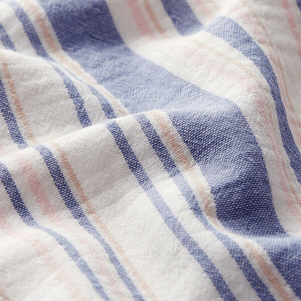 Tissu double gaze de coton rayures tissés teints | Poppy – blanc/bleu marine,  image number 2