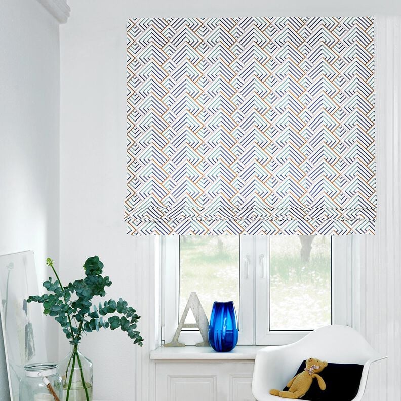 Tissu de décoration Semi-panama losanges modernes – blanc/bleu,  image number 5