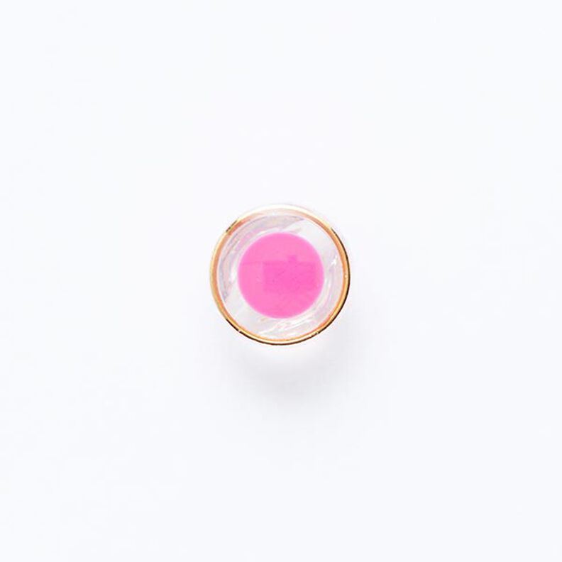 Bouton à queue avec rebord doré [ Ø 11 mm ] – rose vif/or,  image number 1