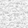 Popeline coton Tissu à colorier Dinosaures – blanc/noir,  thumbnail number 1