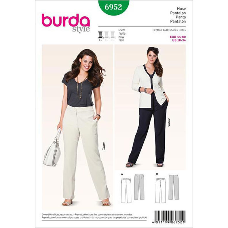 Pantalon - à taille - bande élastique, Burda 6952,  image number 1