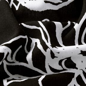 M&eacute;lange viscose lin Tournesols abstraits &ndash; noir/blanc | Reste 60cm, 